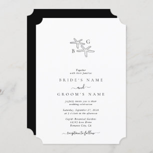 Invitation Mariage monogramme minimaliste de plage Starfish
