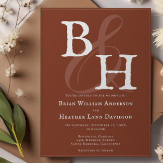 Invitation Mariage Monogramme minimaliste italien Sunset Oran