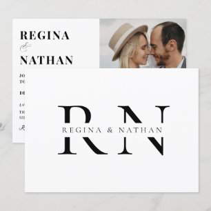 Invitation Mariage monogramme minimaliste moderne