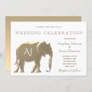 Invitation Mariage Monogramme Or