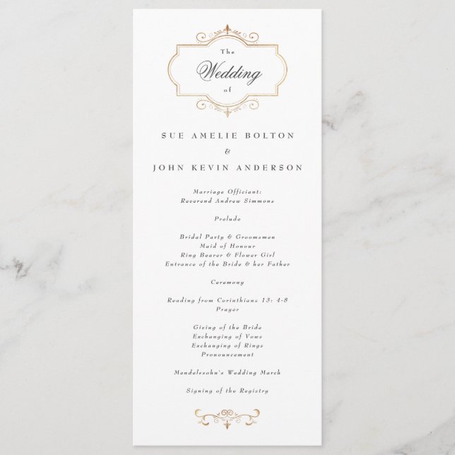 Invitation mariage monogramme or classique romantique (Devant)