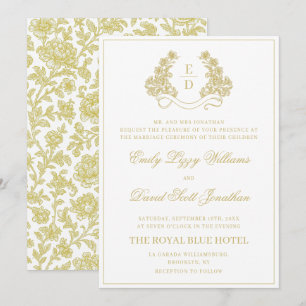 Invitation Mariage Monogramme Or et Blanc Patrimoine
