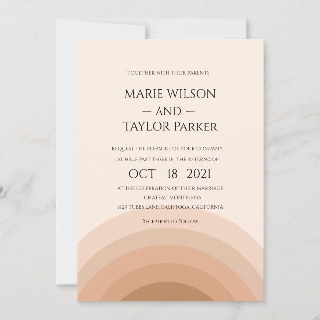 Invitation Mariage monogramme rose aquarelle (Devant)