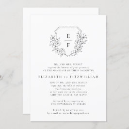 Invitation Mariage Monogramme simple cerisier en fleurs