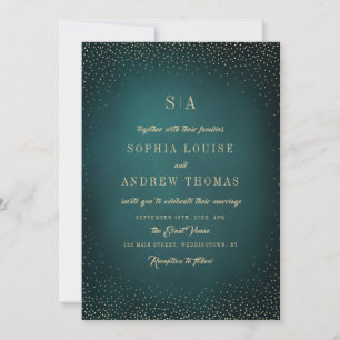 Invitation Mariage Monogramme sophistiqué Parties scintillant