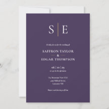 Mariage Monogramme violet et or
