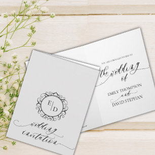 Invitation Mariage Monogramme Whimsical Noir Et Blanc