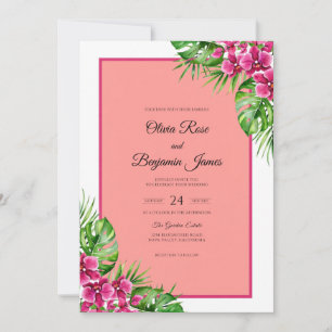 Invitation Mariage Monstera Hibiscus Eucalyptus