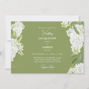 Invitation Mariage Moss Green White Hydrangeas