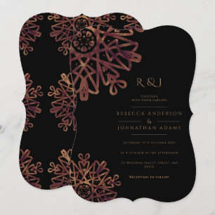 Invitation Mariage Motif chic noir et doré
