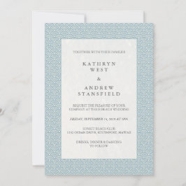 Invitation Mariage Motif de la vague Blue Japanese Seigaiha