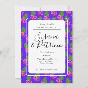 Invitation Mariage Motif de l'Hibiscus rose