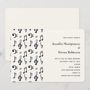 Invitation Mariage Motif de notes musicales mignonnes