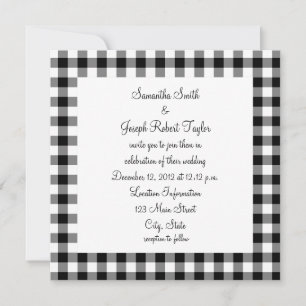 Invitation Mariage Motif en noir et blanc En vichy