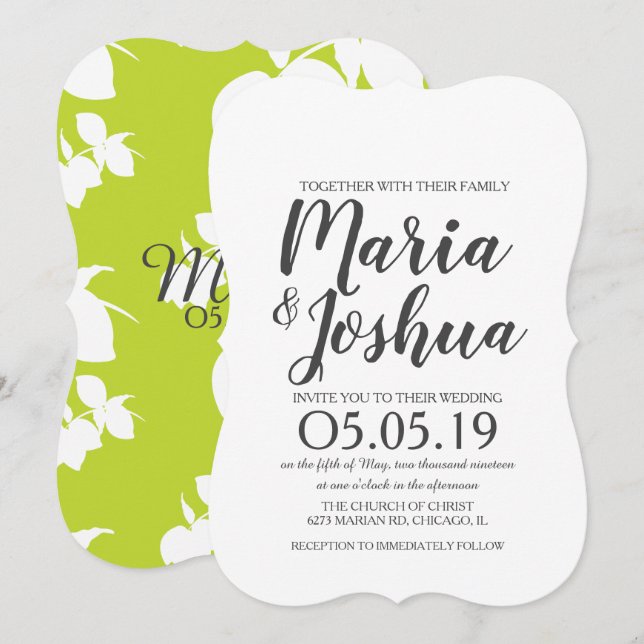 Invitation Mariage Motif en silo citron vert frais (Devant / Derrière)