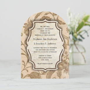 Invitation Mariage Motif Inséparable vintage Aqua Red