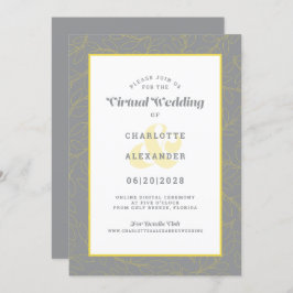 Invitation Mariage Motif moderne virtuel en ligne gris jaune