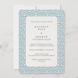 Invitation Mariage Motif Sea Blue + White Deco Wave