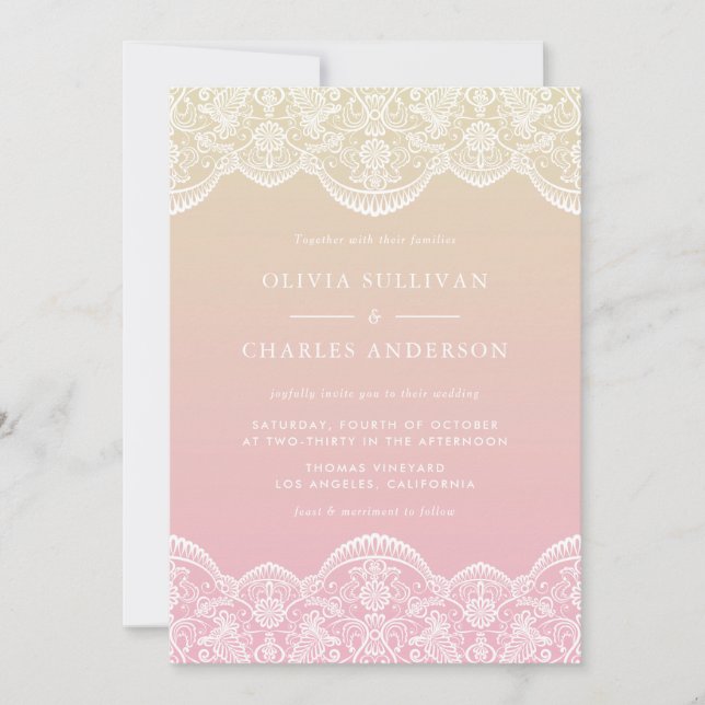 Invitation Mariage Motif Sunset Ombre Lace (Devant)