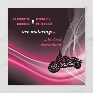 Invitation Mariage motocycliste rose