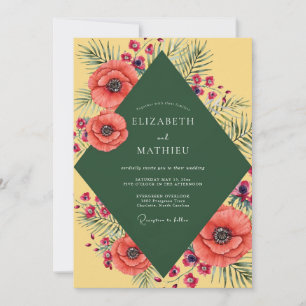 Invitation Mariage Moutarde Coquelicot Palmier