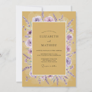 Invitation Mariage Moutarde Lilas Rose