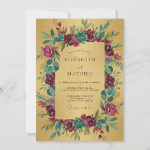 Invitation Mariage Moutarde Magenta Pivoine