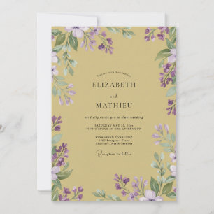 Invitation Mariage Moutarde Pâle Lilas Wisteria