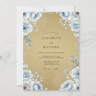 Invitation Mariage Moutarde Pervenche Pivoine