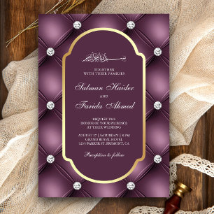 Invitation Mariage Musulman Diamants Toupet Mauve Poussiéreux