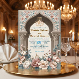 Invitation Mariage Musulman Élégant Floral Aquarelle