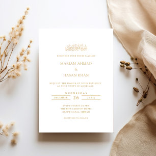 Invitation Mariage Musulman Moderne Formel Minimal Or Script
