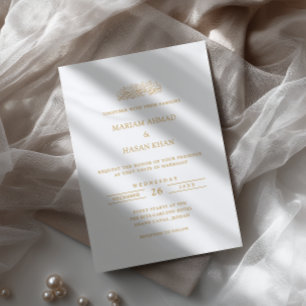 Invitation Mariage Musulman Moderne Formel Minimal Or Script