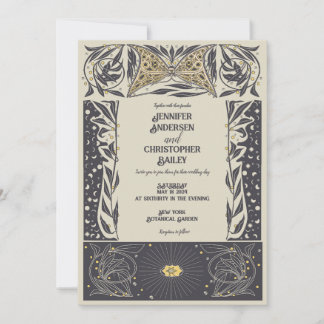 Invitation Mariage mystique Art Nouveau céleste