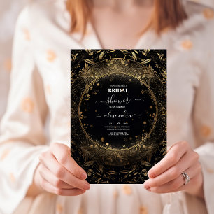 Invitation Mariage mystique céleste noir et or