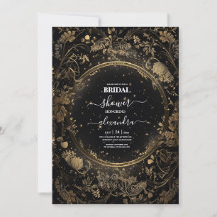 Invitation Mariage mystique céleste noir et or