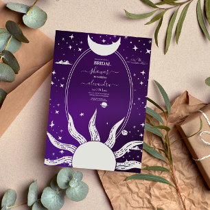 Invitation Mariage Mystique Violet et Argent Soleil Lune