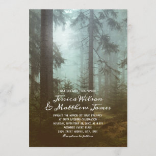 Invitation Mariage naturel des arbres verts de la forêt rusti