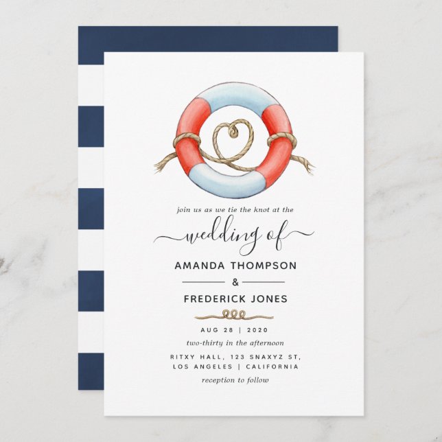 Invitation Mariage nautique (Devant / Derrière)