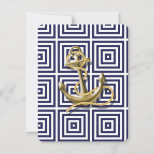 Invitation Mariage nautique ancre de plage bleu marine