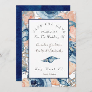 Invitation Mariage nautique Aquarelle Roses