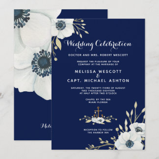 Invitation Mariage nautique de la marine blanche