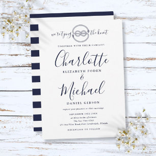 Invitation Mariage Nautique Écriture Bleu Marine
