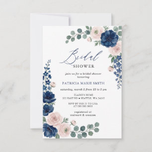 Invitation Mariage naval et moderne avec verdure rose