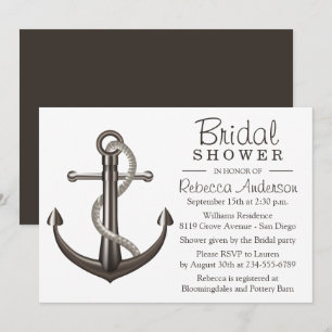 Invitation Mariage Naval Fête de Mariée Ancre Marron Mariage