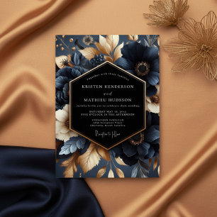 Invitation Mariage Navy Bloom