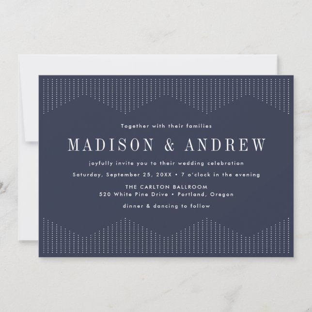 Invitation Mariage Navy Deco à points (Devant)