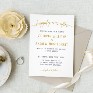 Invitation Mariage Navy Or Script Fin Heureuse
