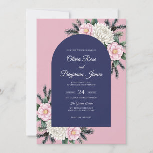 Invitation Mariage Navy Rose Pétale