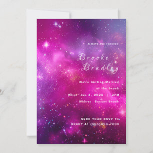 Invitation Mariage nébuleuse magenta vibrant